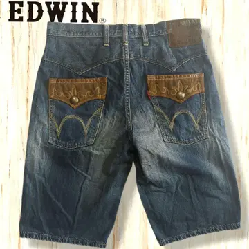 EDWIN/에드윈 데님 하프 팬츠 한정판 빈티지 콘초 버튼 36
