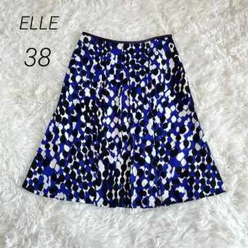 엘르 ELLE 플레어 스커트 무릎 기장 엘레강트 고급스러운 경사 M 상당