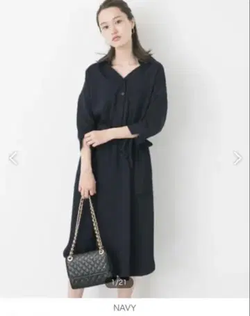 네이비 셔츠 원피스 긴팔