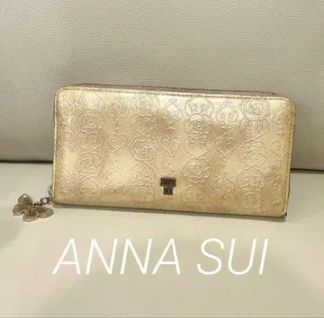 ANNA SUI 안나수이 장지갑 베이지 장미 무늬 나비 개성