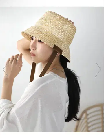 미사용 Bab / Bou Jeloud 리본 스트로우 햇