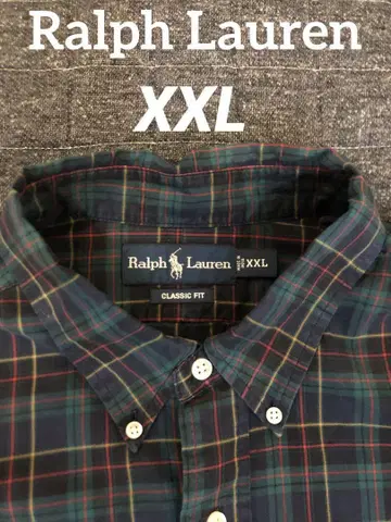 90s 랄프 로렌 블랙 워치 버튼 다운 클래식 핏 XXL