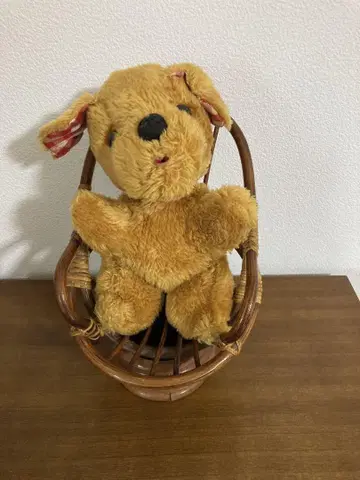 개 봉제 인형 빨간 리본 포함