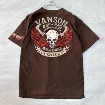 VANSON 반슨 L 사이즈 해골 자수 반팔 티셔츠