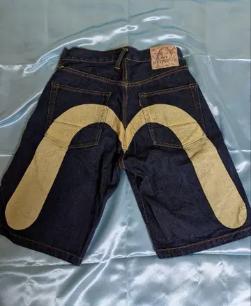 EVISU 2001 오오구로 빅 카모메 하프 데님 팬츠 W30