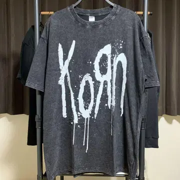 KORN 티셔츠 빅 로고 워시드 뉴 메탈 라우드 헤비
