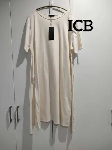 ICB 아이보리 롱 튜닉 반팔 원피스