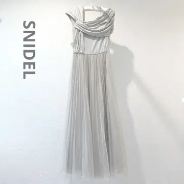 SNIDEL 컷 콤비 튤 드레스