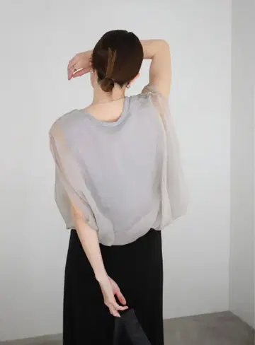 select moca 셀렉트 모카 오간자 레이어드 상의 그레이