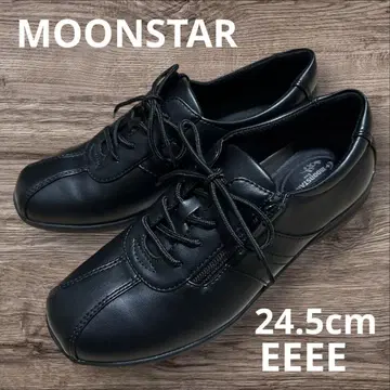 컨디션 최상 문스타 24.5 EEEE 가죽 스니커즈 사이드 지퍼