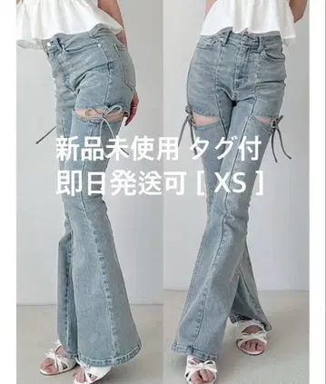 RESEXXY 리젝시 컷 아웃 리본 데님 팬츠 XS