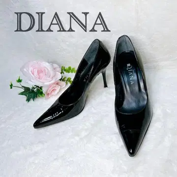 새상품급 DIANA 다이애나 블랙 에나멜 펌프스 포인트 23.5
