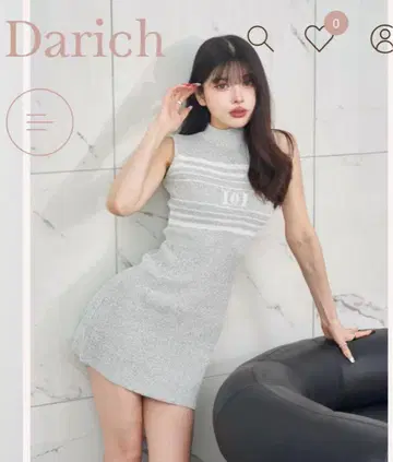 Darich 파일 로고 보더 니트 미니 원피스