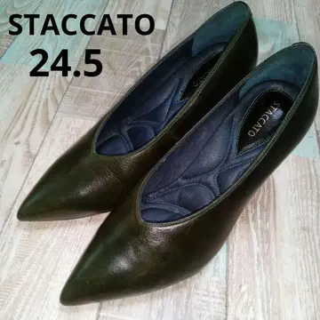 새상품급 스타카토 24.5 펌프스 STACCATO 그린 천연 가죽