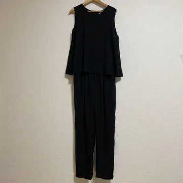 블랙 슬리브리스 팬츠 셋업