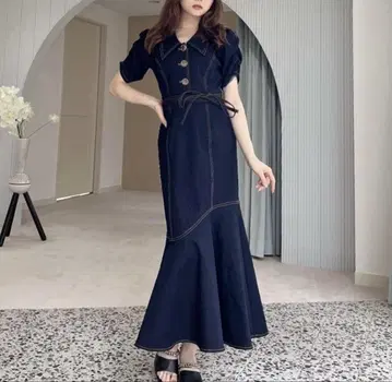 RESEXXY 스티치 데님 원피스