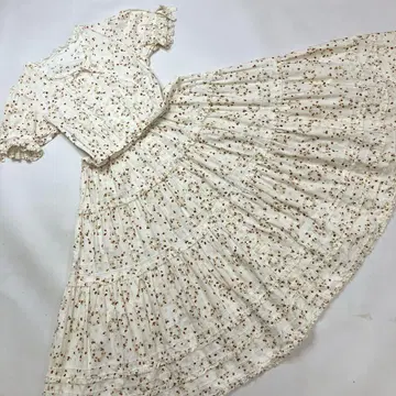 핑크하우스 생성 딸기 무늬 피코 프릴 레이스 원피스