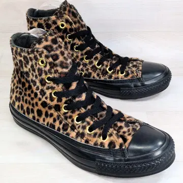 컨버스 23.5cm 레오파드 무늬 보아 스니커즈 블랙 하이컷