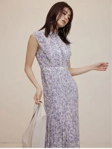 FRAY I.D 프레이 아이디 플리츠 디자인 쉬폰 프린트 원피스 S