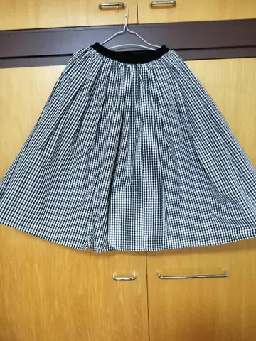 플레어 스커트 블랙 화이트 깅엄 체크