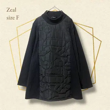 Zeal 블랙 퀼팅 도킹 니트 이종 소재 상의 사이즈 F