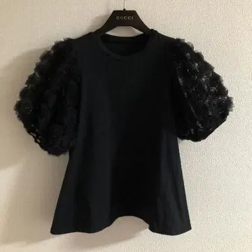 꽃 볼륨 소매 탑 M