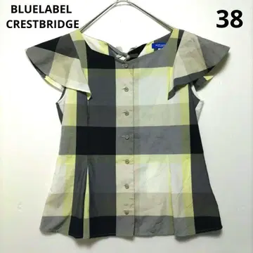 BLUELABEL CRESTBRIDGE 38 블라우스 체크 리본