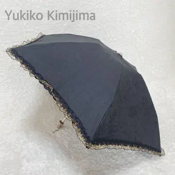YUKIKO KIMIJIMA 우천 겸용 접이식 우산 프릴 검정 금