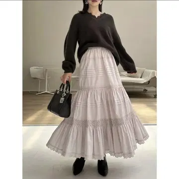 스나이델 SNIDEL 코튼 티어드 스커트 택 포함
