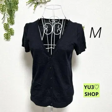 GAP 갭 반팔 V넥 가디건 M 블랙 면 레이온