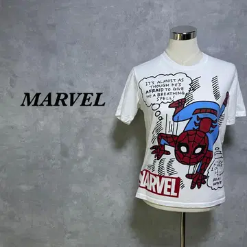 마블 티셔츠 스파이더맨 로고 프린트 화이트 M 4131