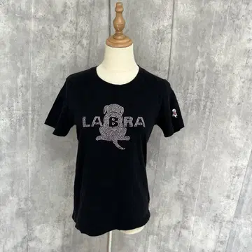 LABRA POP 스톤 반짝이 개 심플 티셔츠