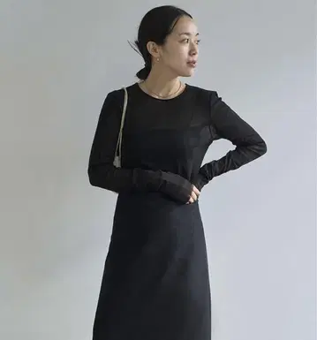 plage Mesh Sheer 롱 T 블랙