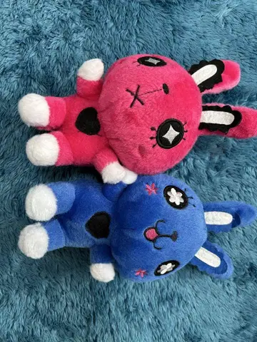 토끼 봉제 인형 핑크와 파랑 2개 세트