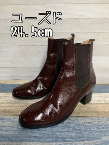 유즈드 24.5cm 인조 가죽 사이드 고어 숏부츠 x202
