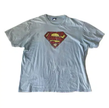 멕시코제 Superman 슈퍼맨 티셔츠 2XL 블루 90s 구제 의류