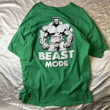 GILDAN 2XL 그린 티셔츠 BEAST MODE