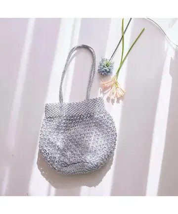 SMALL 마크라메 메탈릭 토트백