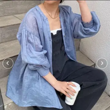 콜라주 개럴개런트 라미 2WAY 시어 블라우스 블루