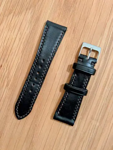 Creema 핸드메이드 호윈 크롬 엑셀 가죽 블랙 20mm
