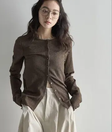 THE YOn 2WAY 리플 자카드 썸머 가디건 브라운