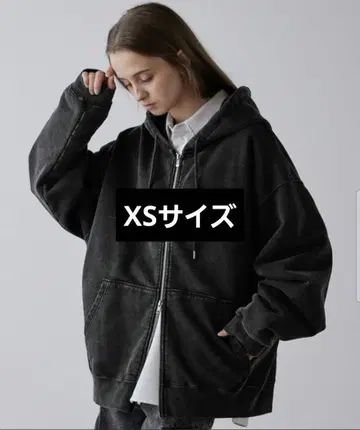 CLEL 헤비 웨이트 로고 자수 풀 집업 후드티 블랙 계열 XS 사이즈