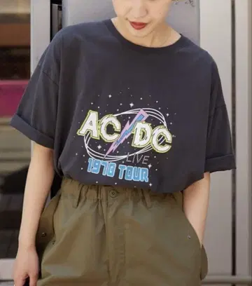 프릭스스토어 ACDC 투어 로고 루즈 티셔츠 빈티지풍 락밴드