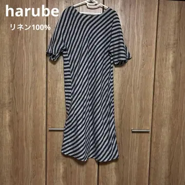 harube 하루베 리투아니아 린넨 반팔 롱 원피스 린넨 100%