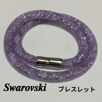 SWAROVSKI 스와로브스키 스톤 팔찌 퍼플 메쉬