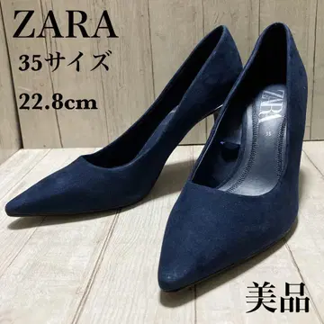 새상품급 ZARA 핑힐 하이힐 스웨이드 네이비 35 사이즈 22.8cm