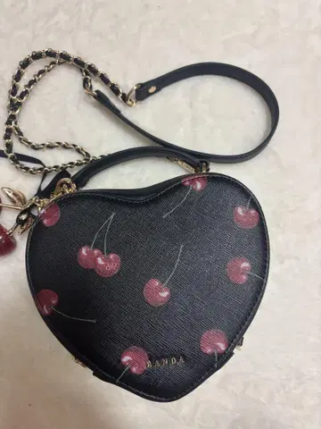 RANDA 2way 체리 프린트 하트 백 블랙