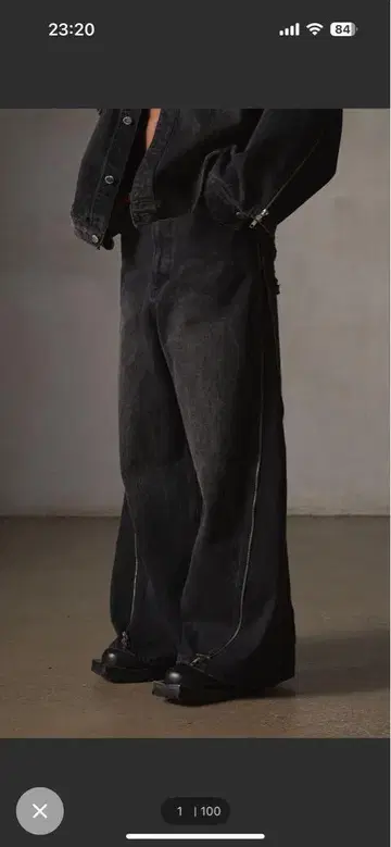 블랙 데님 팬츠 와이드 레그