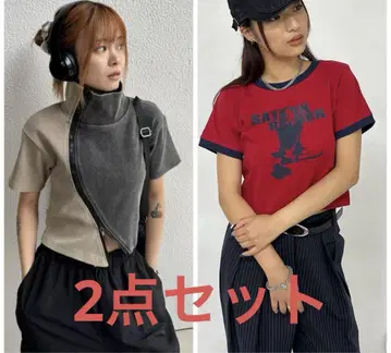 웨이브 지퍼 리브 티 & WWG 샬롯 링거 탑 2개 세트