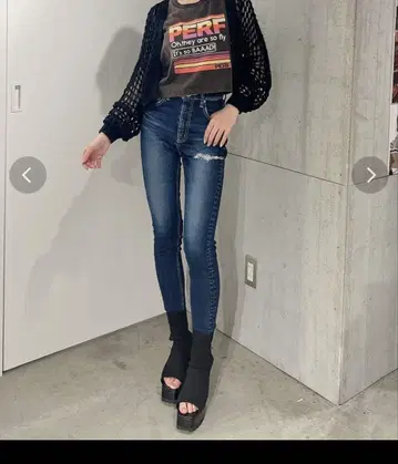 GYDA 제이다 하이웨스트 비트 데미지 스키니 데님 팬츠 S 사이즈